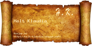 Helt Klaudia névjegykártya